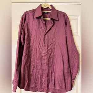 Hugo Boss Men’s Dress Shirt Size 16 | 34/35 Burgundy Micro Check NWOT